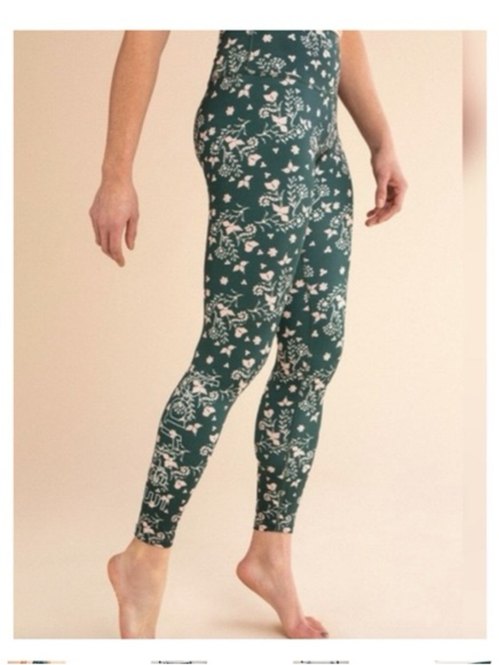 NWT Beyond Yoga Barre3 Green Floral Print High Rise Leggings Size XL